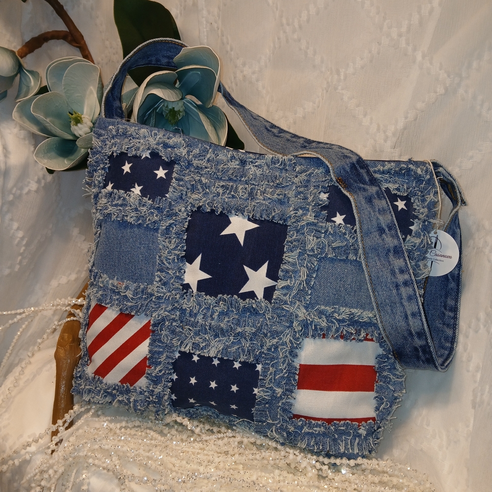Denim Patchwork Crossbody Bag